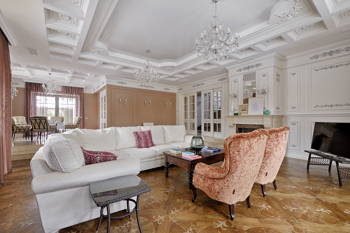 загородный дом, интерьер гостиной